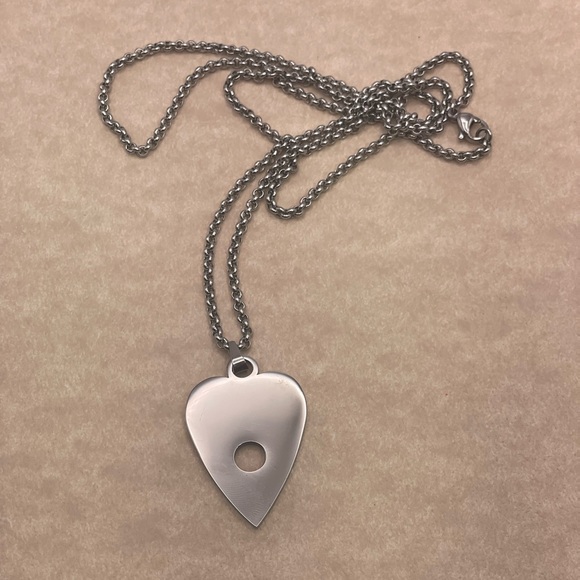 Ouija Board Planchette Silver Necklace Stainless Steel Horror Halloween Goth - Picture 3 of 3